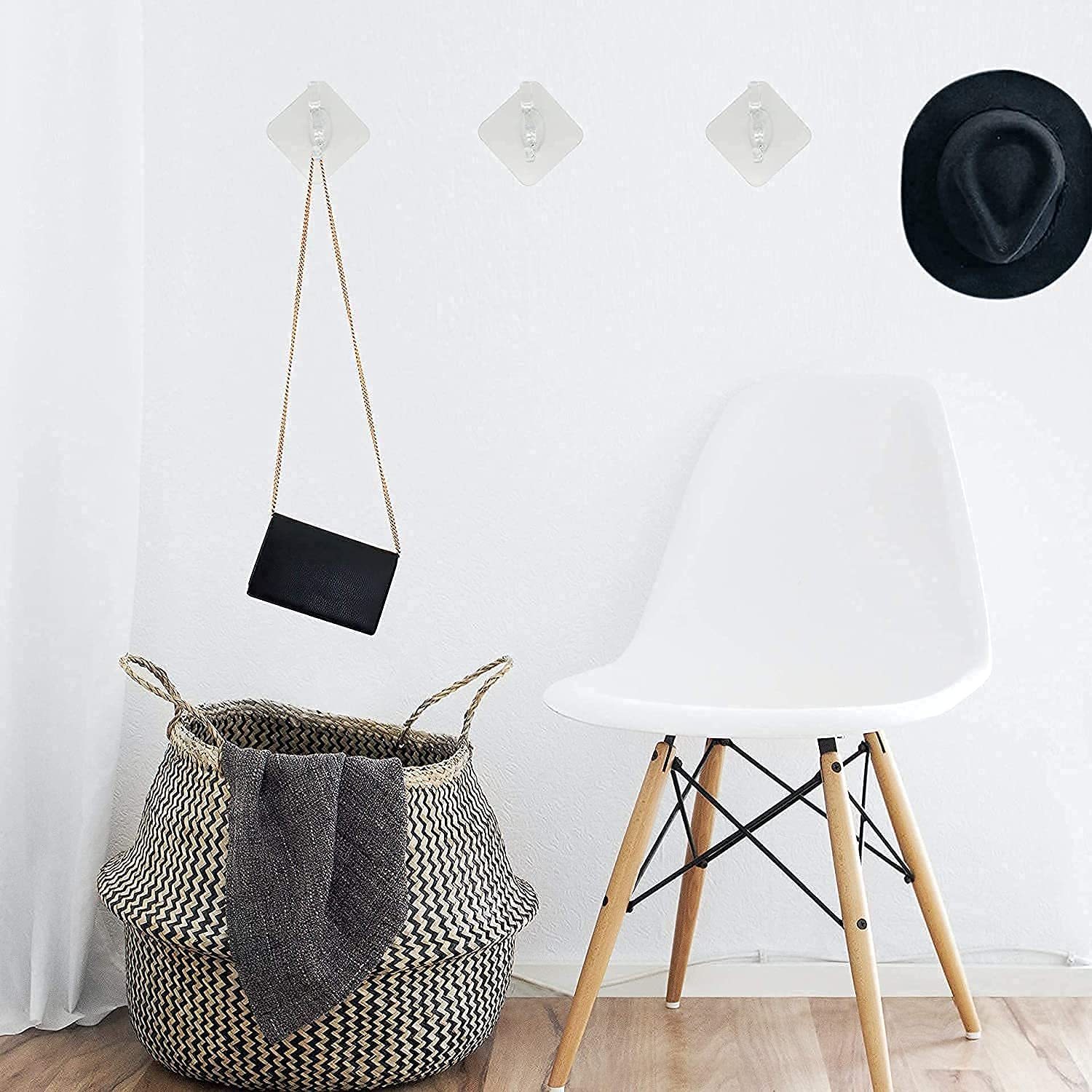 1 Hook Sticker - Plastic, Rectangular | Waterproof & Moisture-proof, Stylish Inverted S Shape, Ultra Strong Adhesion, Quick Installation