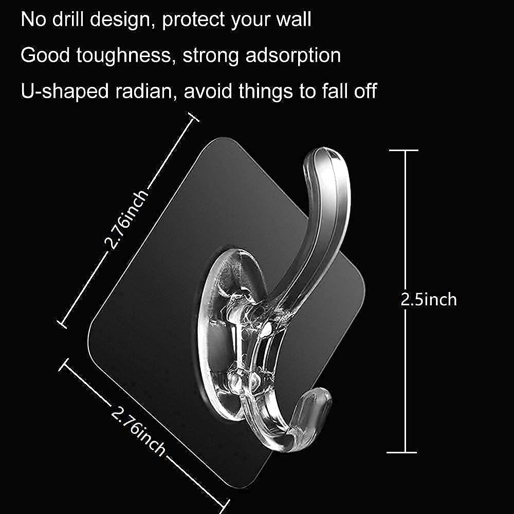 1 Hook Sticker - Plastic, Rectangular | Waterproof & Moisture-proof, Stylish Inverted S Shape, Ultra Strong Adhesion, Quick Installation