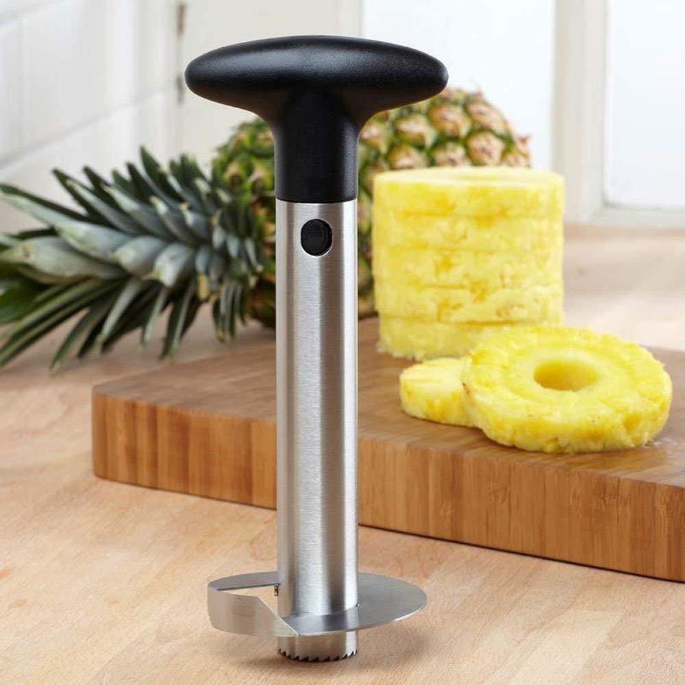 Pineapple Peeler - Stainless Steel, 15 X 10 X 8 Cm, Black | Effortless Coring, Slicing, & Serving With Detachable Handle And Sharp Blades