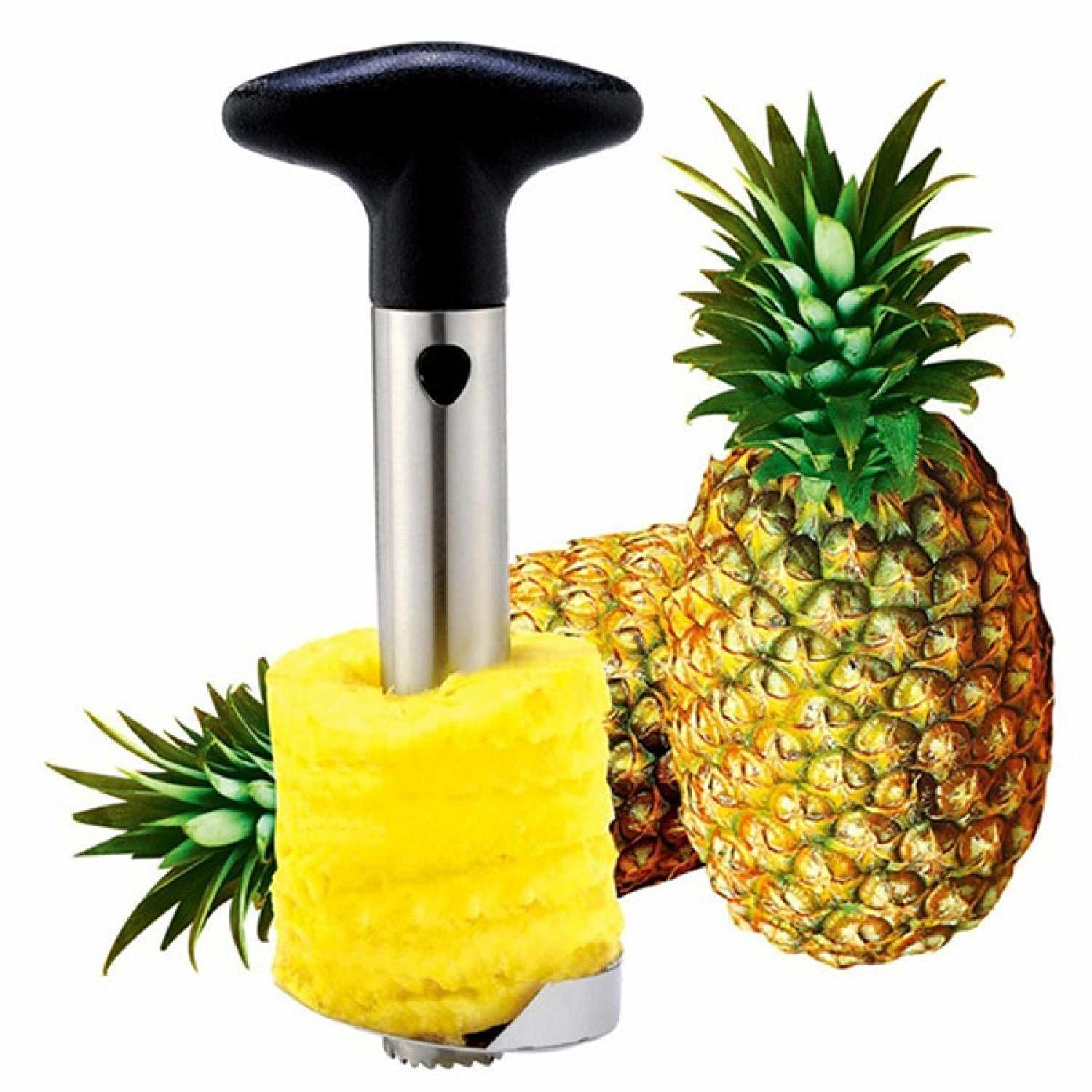 Pineapple Peeler - Stainless Steel, 15 X 10 X 8 Cm, Black | Effortless Coring, Slicing, & Serving With Detachable Handle And Sharp Blades