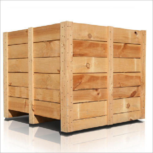 Wooden Shipping Crate - Standard Size, Brown Wood Material | 4-Way Entry, Optimal for Extra-Wide Loads, Cost-Effective Design