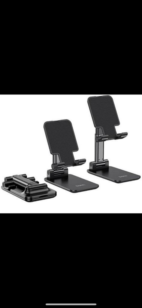 Phone Stand - Hard Plastic Body, Flip Design | Vertical And Horizontal Use, Black And White Color