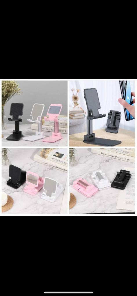 Phone Stand - Hard Plastic Body, Flip Design | Vertical And Horizontal Use, Black And White Color