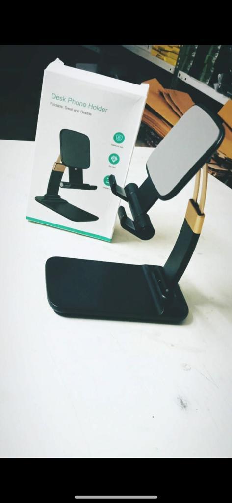 Phone Stand - Hard Plastic Body, Flip Design | Vertical And Horizontal Use, Black And White Color