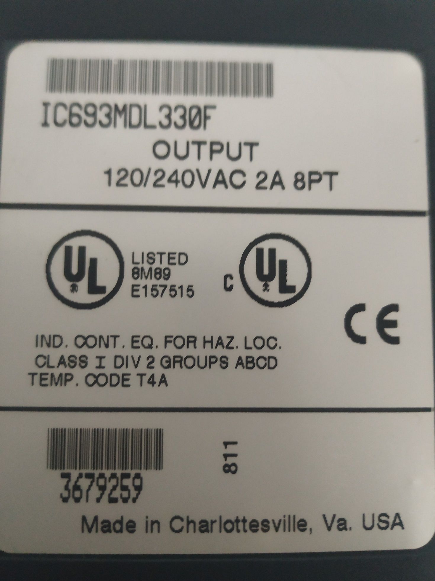 Ge Fanuc 90-30 Module Ic693mdl330f