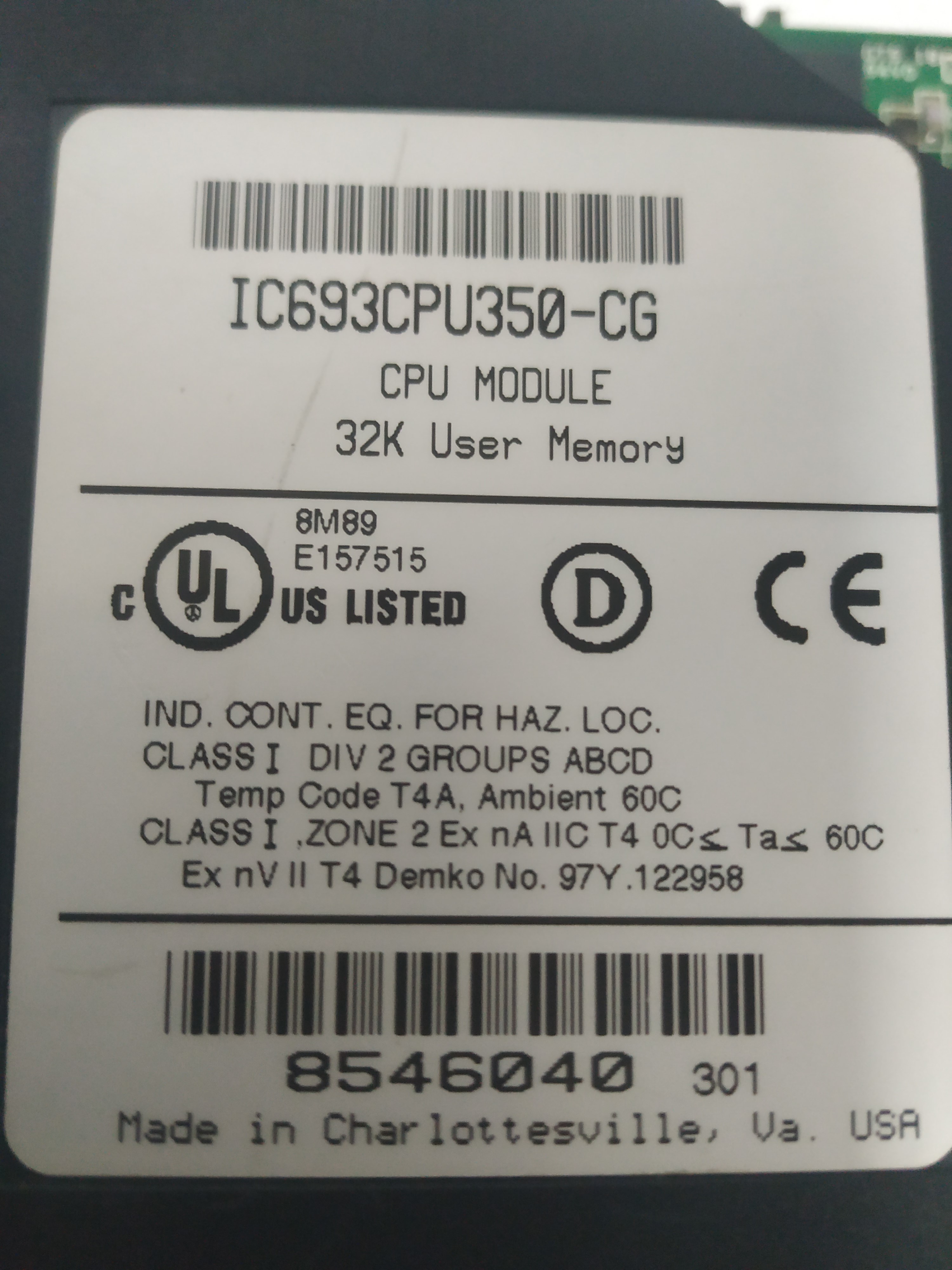 Ge Fanuc 90-30 Cpu Ic693cpu350-cg