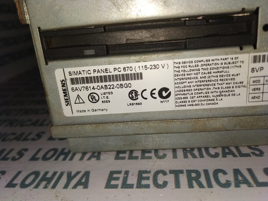 Siemens 6av7614-0ab22-0bg0 Simatic Panel Pc670