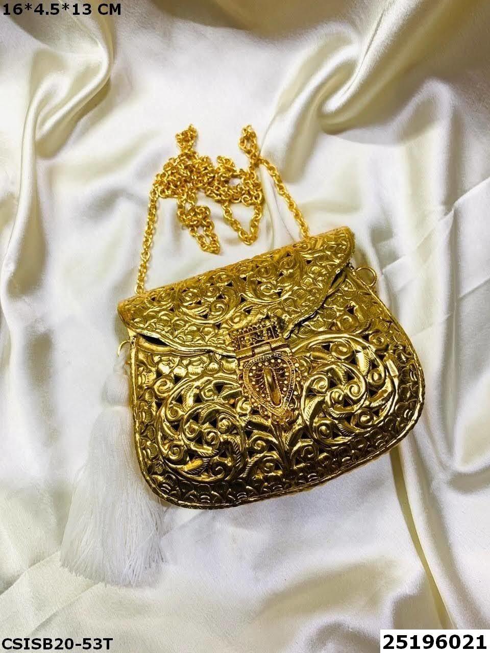 Golden Bridal Brass Clutch Bag