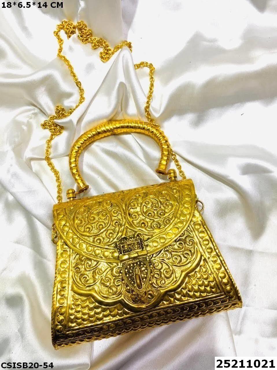 Golden Bridal Brass Clutch Bag