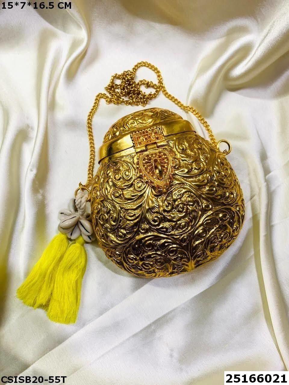 Golden Bridal Brass Clutch Bag