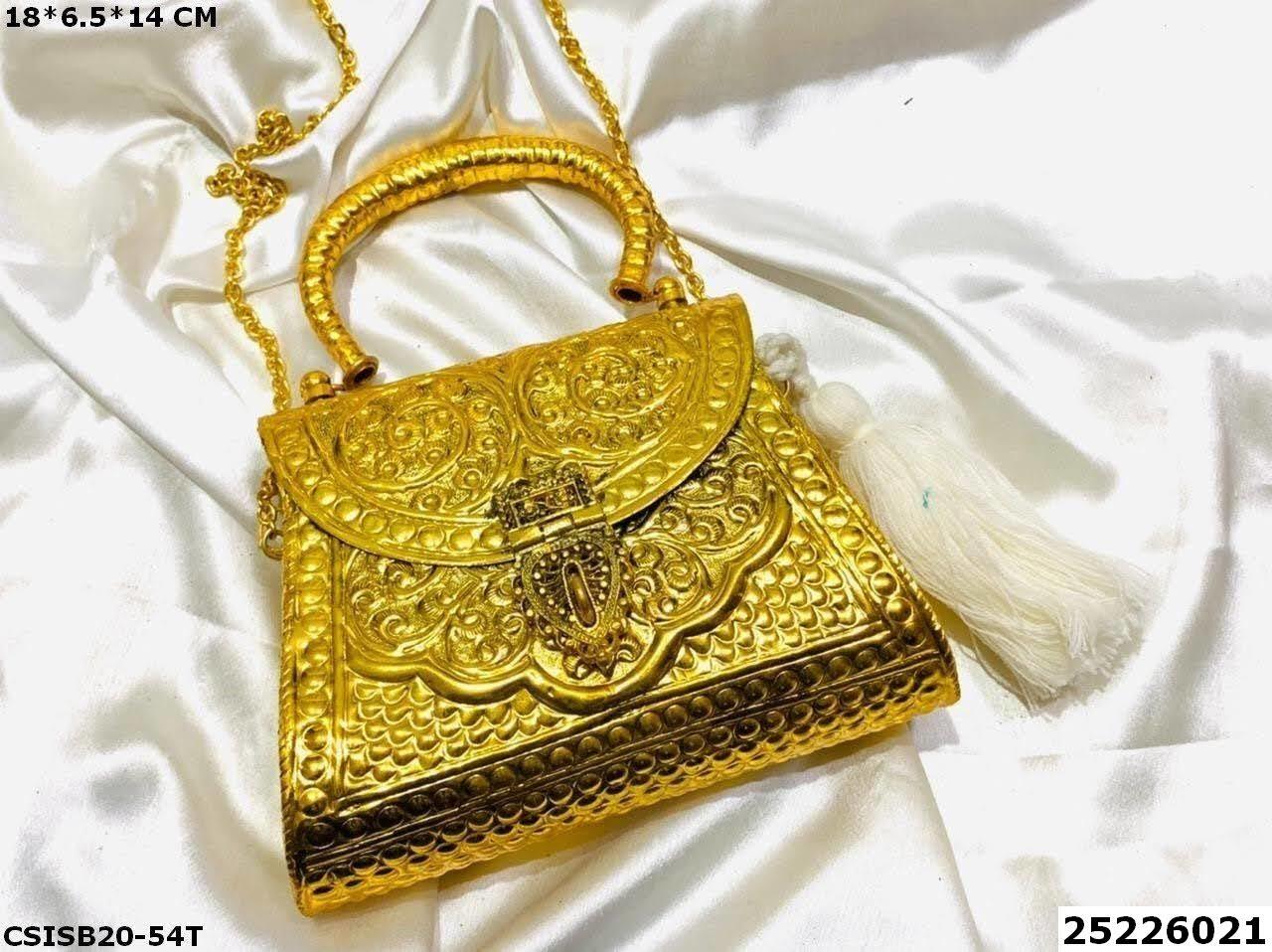 Golden Bridal Brass Clutch Bag