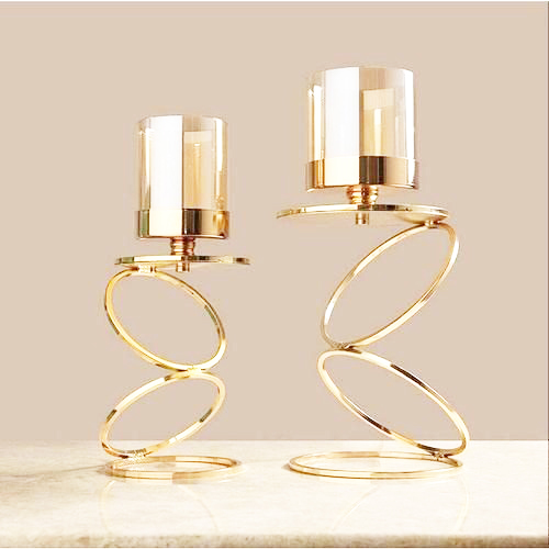 Candle Holder - Handmade Iron Metal in Gold Finish | Elegant Votive Holders for Home Decoration, Business Gifts, and Weddings