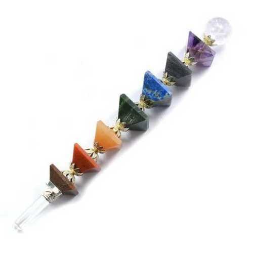 Saven chakra crystal pyramid healing wands