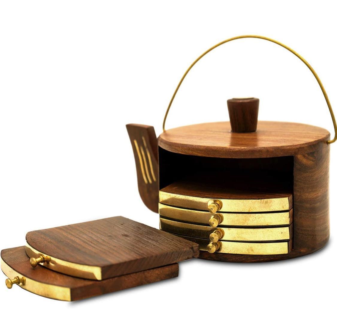 Teato, Tea Shape Coasters/brass Work
