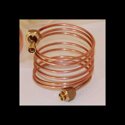 Copper Capillary Tubes - 6mm Outer Diameter, 0.5mm Wall Thickness, 100mm Length | Spiral Coiling, Fitted with Fittings for Refrigeration Applications