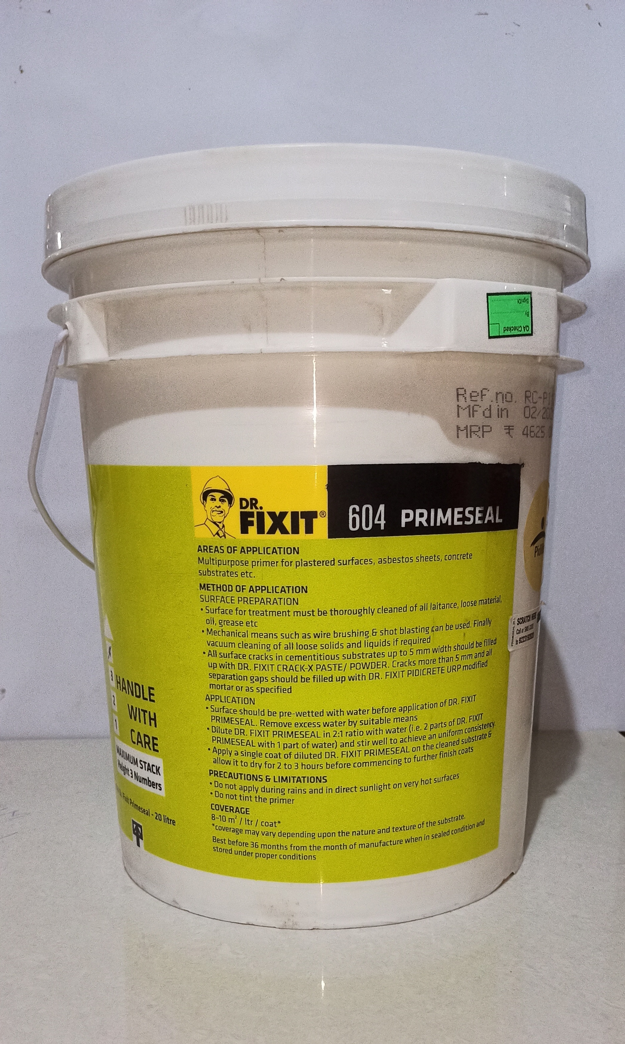 White Dr. Fixit 20 Litre Primeseal 604 Wall Waterproof Coating