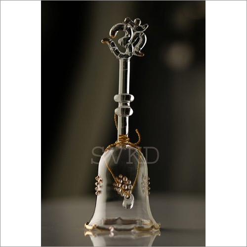 SVKD Round Festive Devine Melodious Sound Ringing Bell - Large 18x6 cm Transparent Glass, Solid Structure for Decoration & Gifting