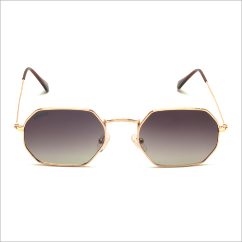 Octagonal Polarised Sunglasses - Pc Lenses, Golden Frame | Uv400 Protection, Fashion Forward Design, Warranty Included