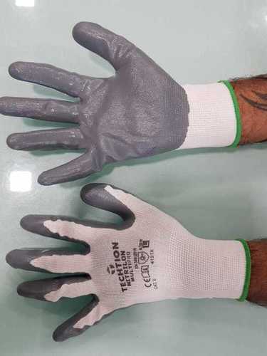 Nitrile Coated Gloves - Cut Resistant Full Finger Design | White/Grey Rubber Cuff, Cotton Lining for Enhanced Grip, Ideal for Sharp Item Handling