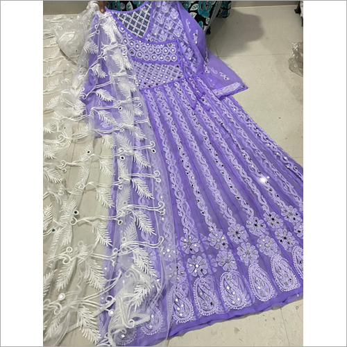 वॉशेबल जॉर्जेट पर्पल (बैंगनी) अनारकली कुर्ती सेट