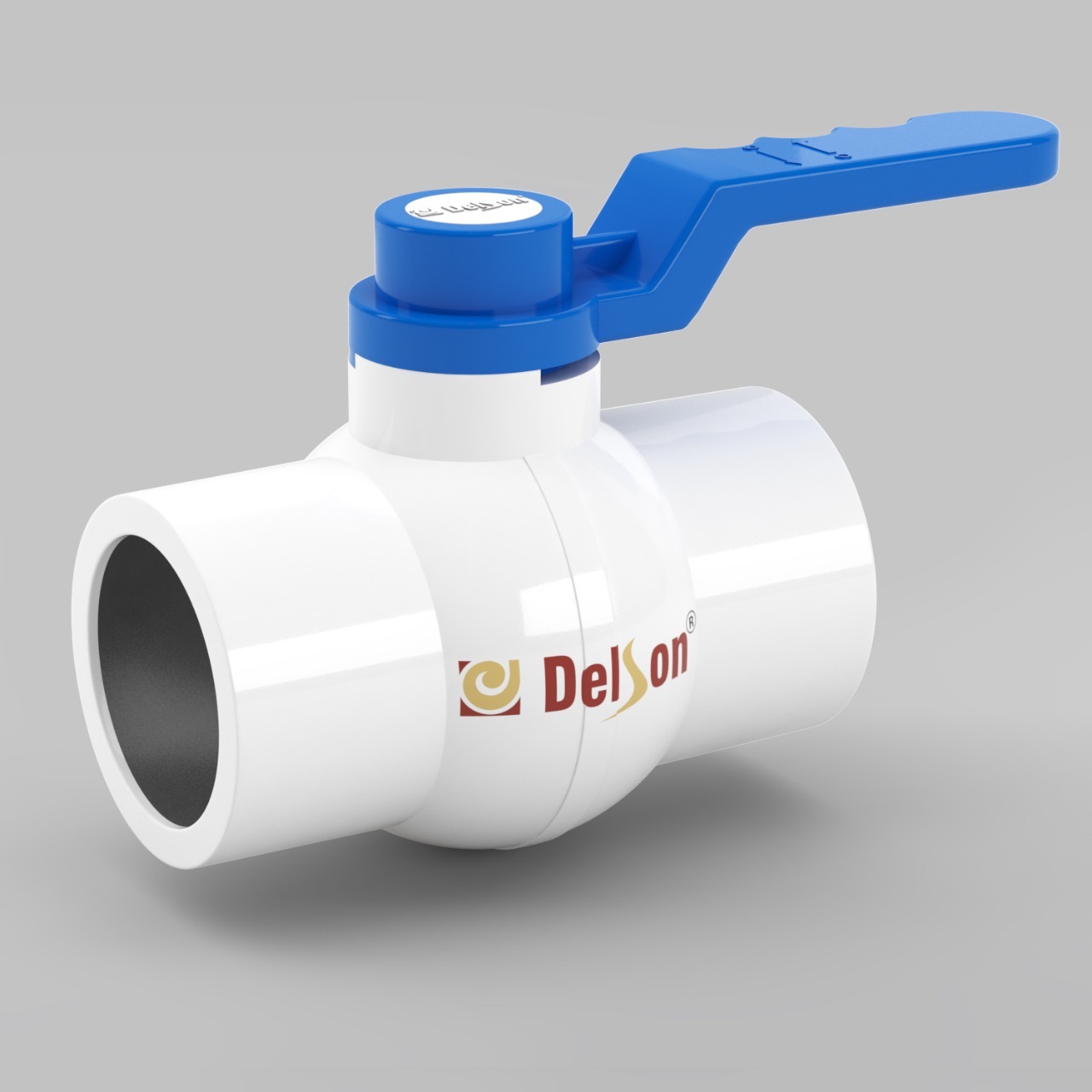 Delson Solid Ball Valve - Pp Material, Long Handle Design | Available In Gray, White, Black Colors, Round Shape