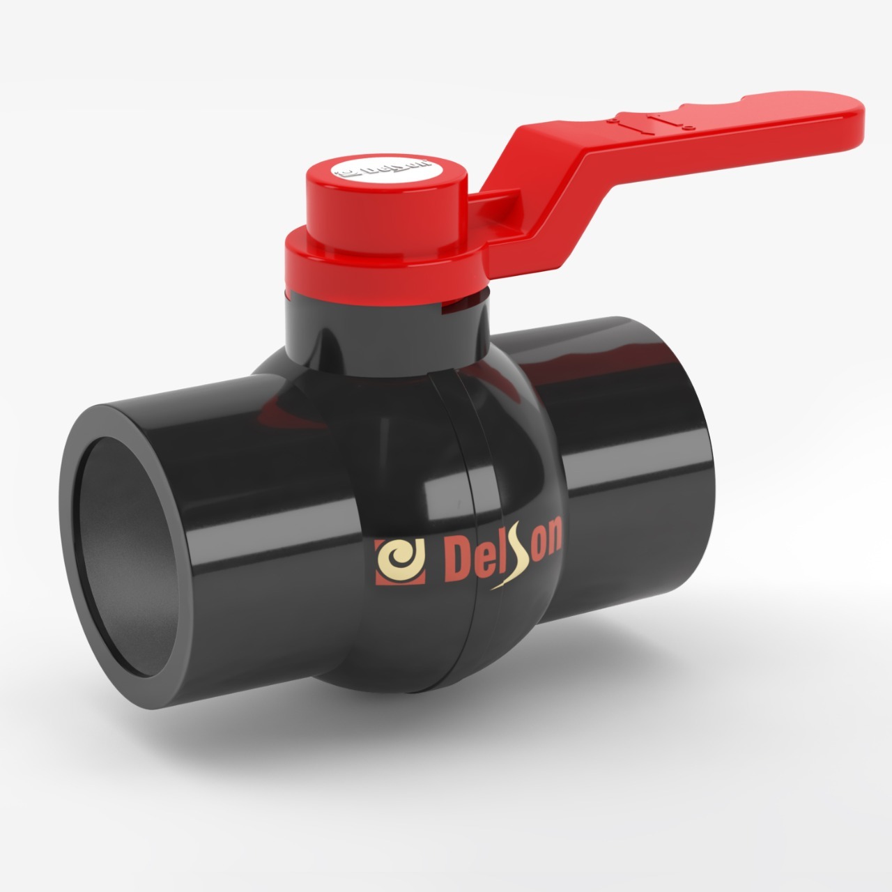 Delson Solid Ball Valve - Pp Material, Long Handle Design | Available In Gray, White, Black Colors, Round Shape