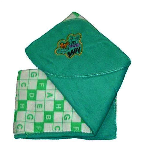 Printed Green Hooded Baby Blanket