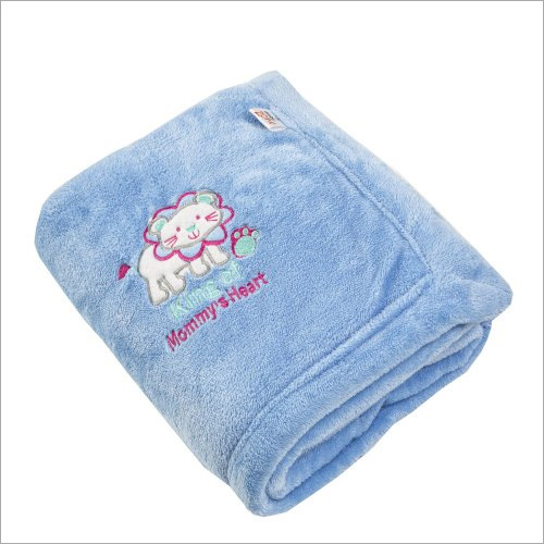 Baby Super Soft Flannel Double Blanket - Cotton, 32x42 inches, Sky Color, Plain Dyed | Ideal For Bath Use, Soft Feel for Babies