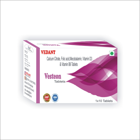 Vesteon Calcium Citraate Folic Acid Mecobalamin Vitamin D3 And Vitamin B6 Tablets General Medicines