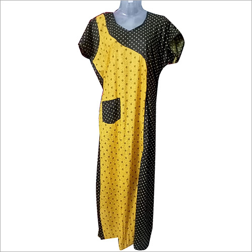 Ladies Dotted Print Nighty - Multicolor Cotton Blend, Comfortable Fit for All Seasons