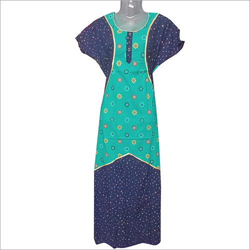 Ladies Printed Nighty - Multicolor, Comfortable Cotton Blend | Versatile for All Seasons: Rainy, Spring, Summer, Winter