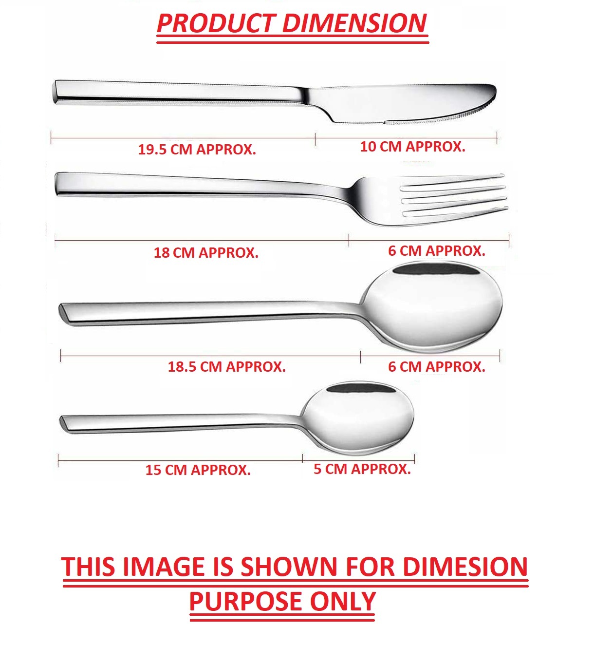 Fantasy Cutlery Set - Stainless Steel, 14x26 Cm | Sleek & Curved Design, Mirror Finish, Dishwasher Safe, 24-piece Pack