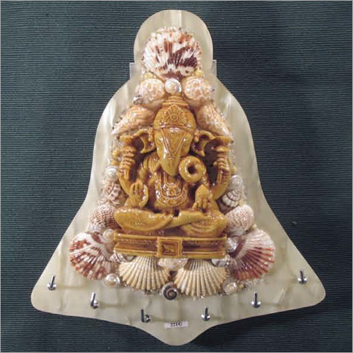Bell Ganesh Seashell Key Holder - Color: Multicolor
