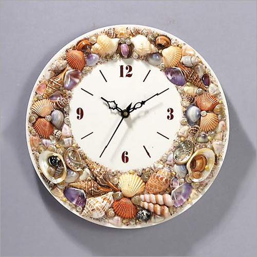 Multicolor Round Seashell Wall Clock