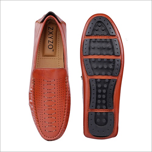 Mens PVC Tan Fly Knitted Loafer Shoes - All Sizes, No Fade | Durable PVC Construction, Lightweight Design for All-Day Comfort