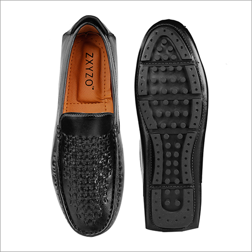 PVC Black Fly Knitted Mens Loafer - Black Color, All Sizes | Lightweight Comfort and Breathable Fabric for Everyday Wear