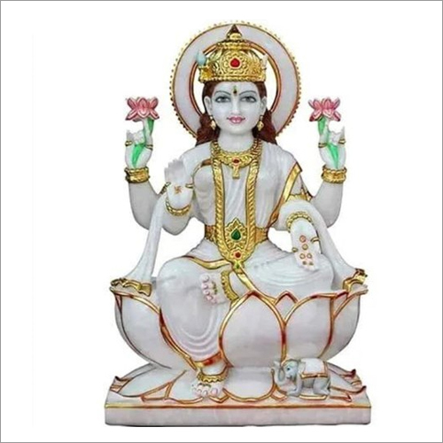 Marble Laxmi Statue - 2.5 Feet | Modern Arts Design, Easy To Clean, Eco-Friendly Finish