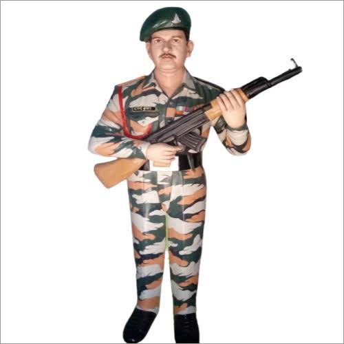 Multicolor 5 Feet Marble Army Human Statue