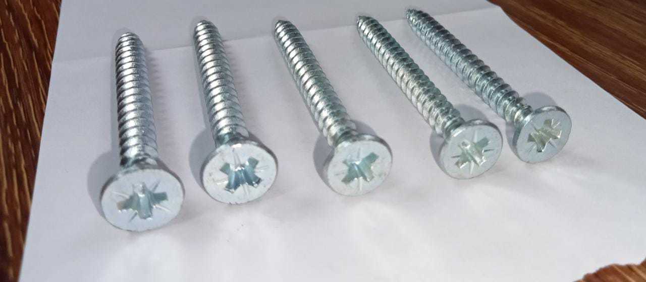 Chip Board Screws - Color: White Zinc