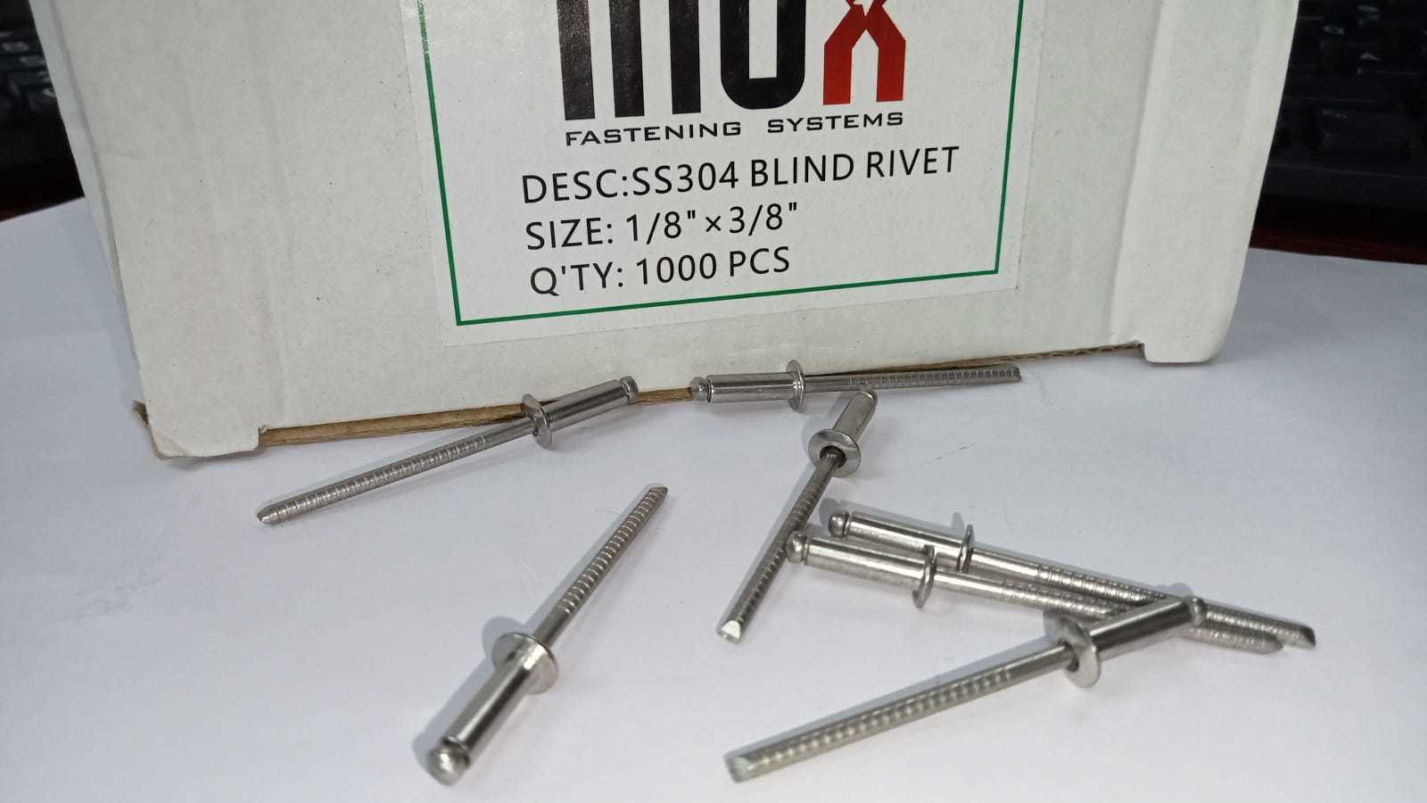 Blind Rivets - Aluminum & Steel, 1/8 To 3/16 Inches Sizes, Corrosion Resistant, Light Weight, Easy To Fix With Dome Head Design