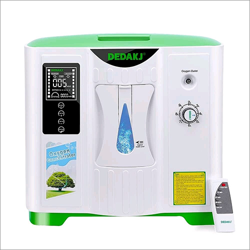 Dedakj Oxygen Concentrator - 30x20x15 cm, Green, 93% ±3% Oxygen Purity, 1-5 LPM Flow Rate, 150W Power Consumption, 5 kg Weight, 1 Year Warranty