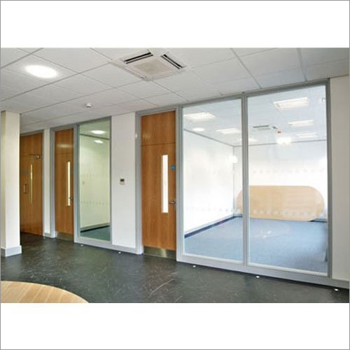 Brown Aluminium Sliding Glass Partition