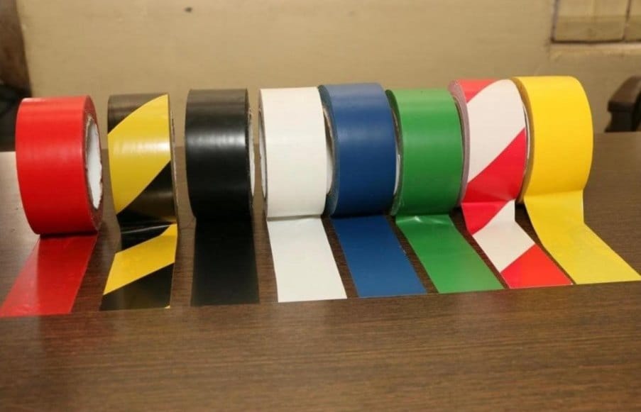 PVC Floor Marking Tape - Polyester Material, 24 Months Shelf Life, Black and Yellow Color | Single-Sided Adhesive, Solvent and Water Resistant