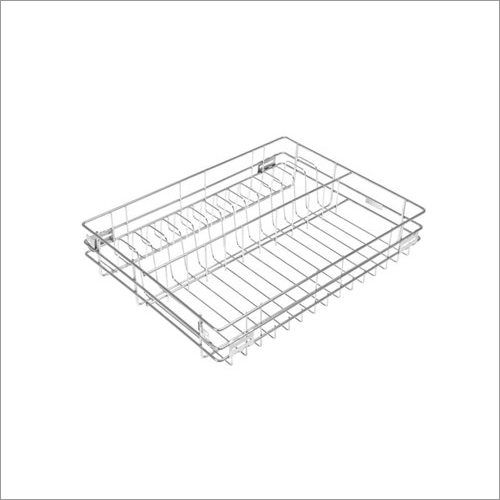 Stainless Steel Cup And Saucer Kitchen Basket - 20x12x4 Inch | Silver Metal Finish, Durable Stainless Steel Construction