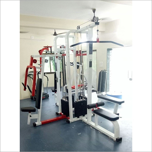 Mild Steel Multistation Gym Machine - 4 Stations, 350kg PVC Weight Stack | Adjustable, Manual Operation, Designed for Strength Gain