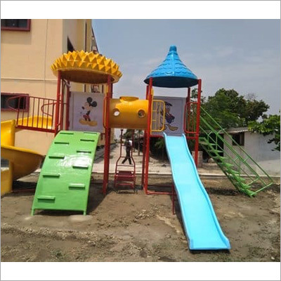 Outdoor Multi Playstation - Metal and Plastic Construction, 10' High x 10' Wide x 18' Long, For Ages 3-15, Engaging Play Features