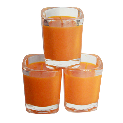 Decorative Glass Candle - Paraffin Wax, Customised Size, Orange Round Shape, Sandalwood Fragrance | Handmade for Home Decoration - Meditation Use