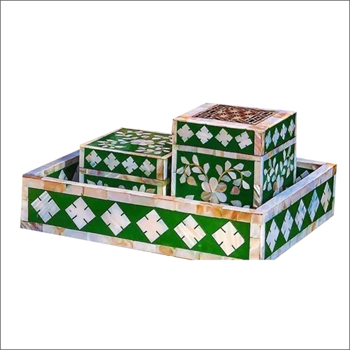 Natural Bone Inlay Bakhoor Burner Box and Tray Set