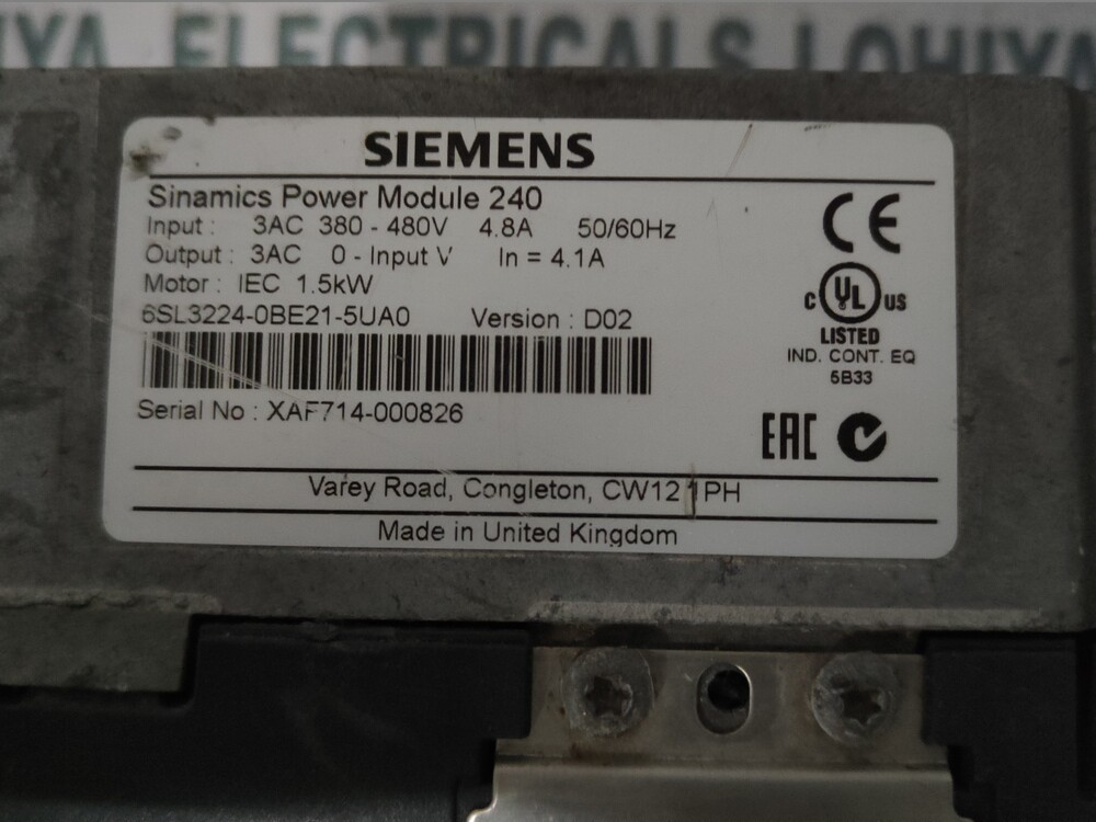 Siemens Power Module 6sl3224-0be21-000826