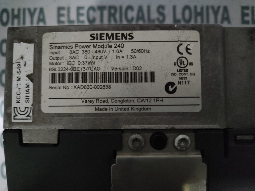 Siemens Power Module 6sl3224-0be13-7uac